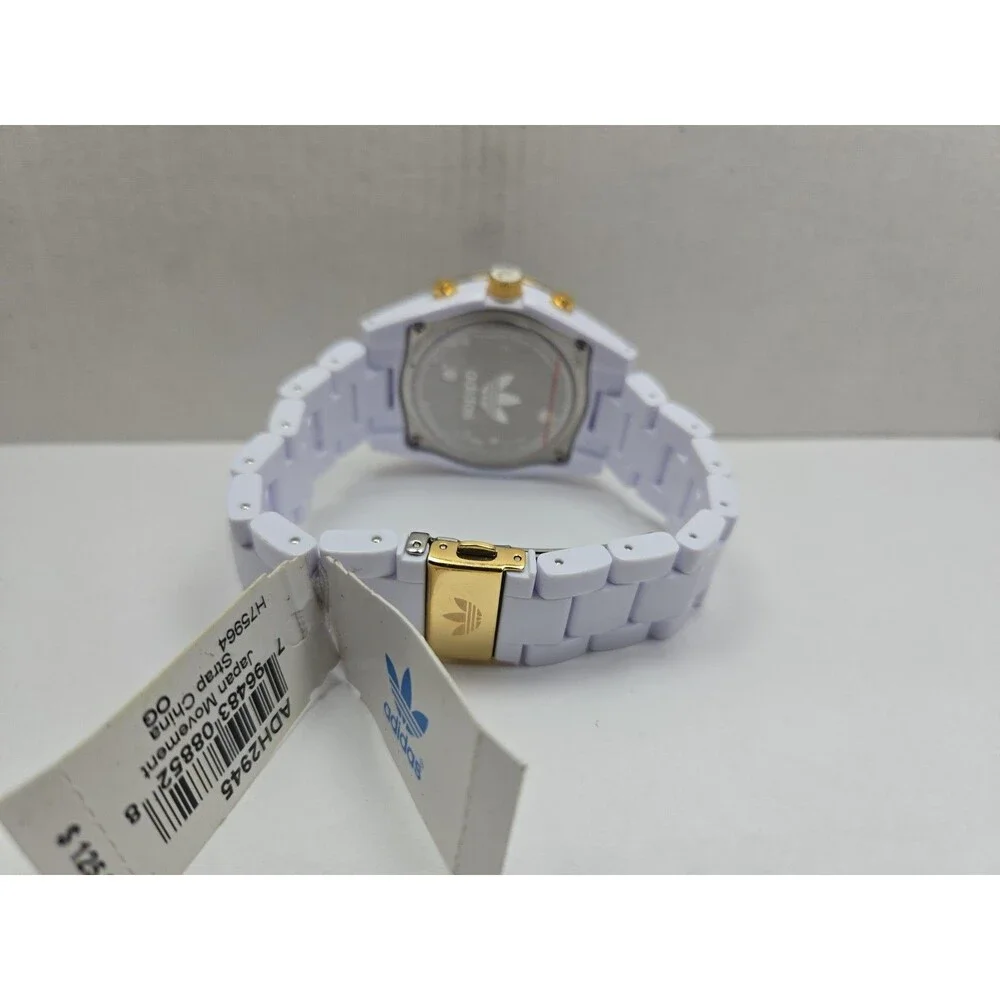 Adidas Originals Brisbane White Gold 44mm Chronograph Sports Watch New Battery